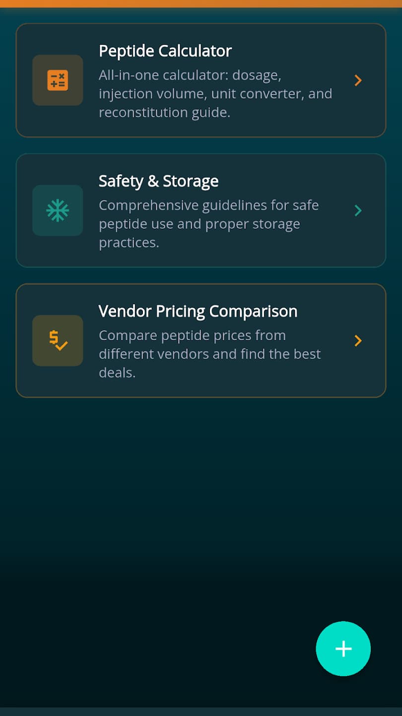 PeptiSync mobile app calendar view